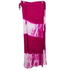 SB Fashions Maxi Wrap Skirt Womens One Size Pink Tie-dye Beach Vacay Tropical
